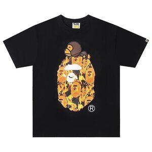 BAPE Flame Milo On Big Ape T-Shirt Black Orange | A Bathing Ape